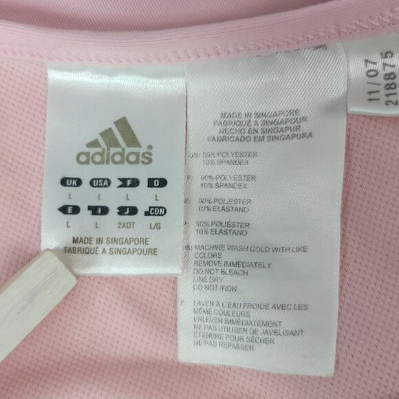 Adidas Unpadded Sports Bra Pink Large Lined Racerback Pullover Logo Full AF5001 - Picture 7 of 7